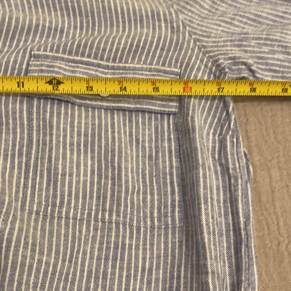 Old Navy linen blend Blue Striped Button-Up Shirt Dress with pockets. Size Xs - Picture 6 of 7